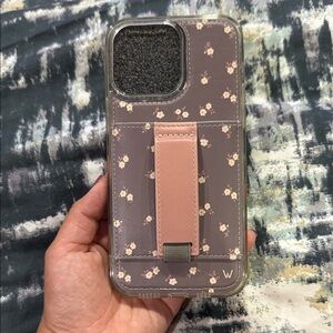 Elegant Floral Phone Case with Stand - Pink and Gray